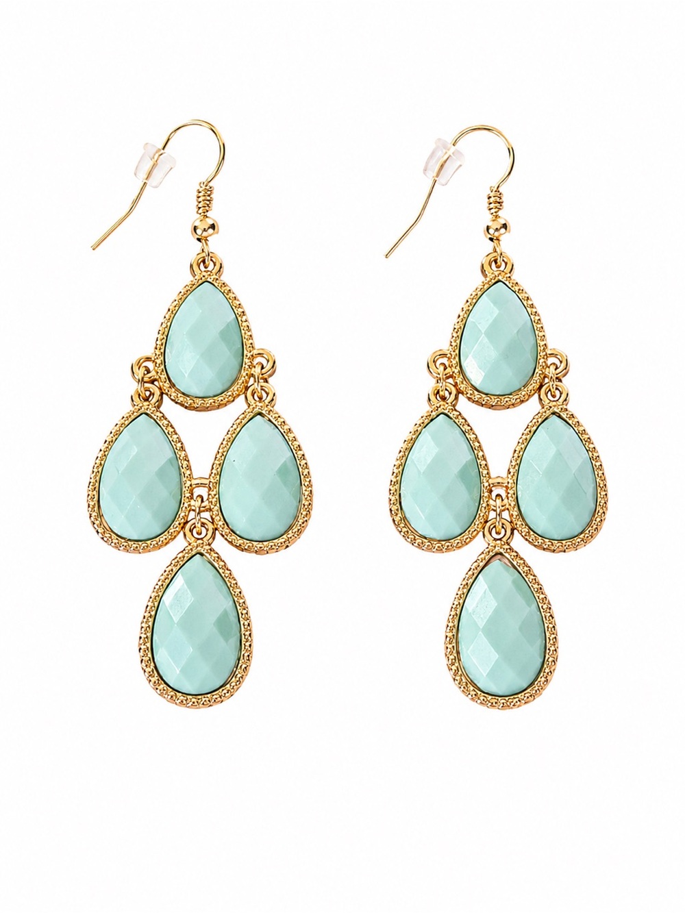 Gold-Tone Turquoise Teardrop Chandelier Earrings - Women‎ Jewelry